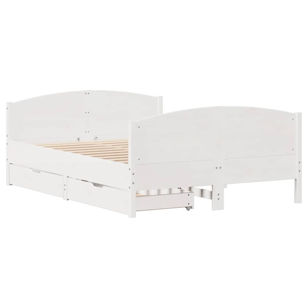 Cama sem colchão 120x190 cm madeira de pinho maciça branco