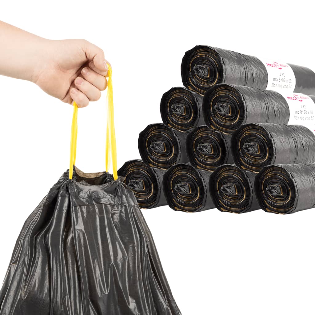 Sacos do lixo com atilhos 250 pcs 60 l preto