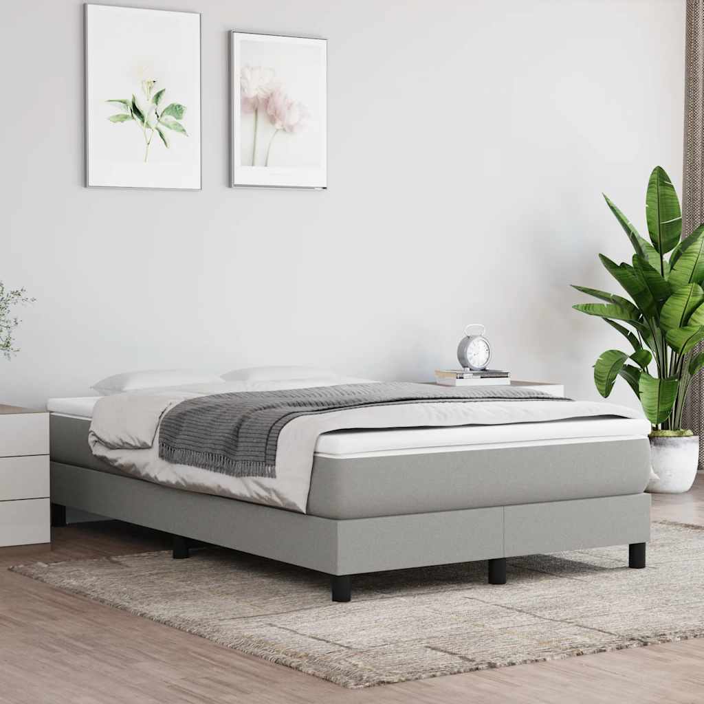 Estrutura de cama com molas 120x200 cm tecido cinzento-claro