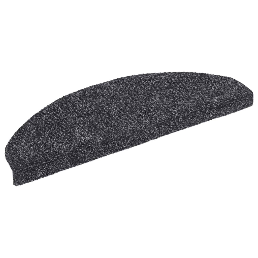 Tapetes de escada autoadesivos 5 peças 65x21x4 cm cinza escuro semicircular grande