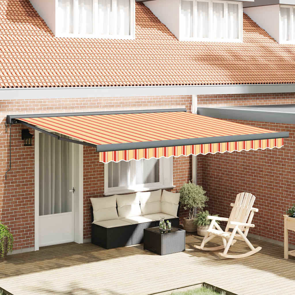 Toldo retrátil 4x3 m tecido e alumínio amarelo e branco