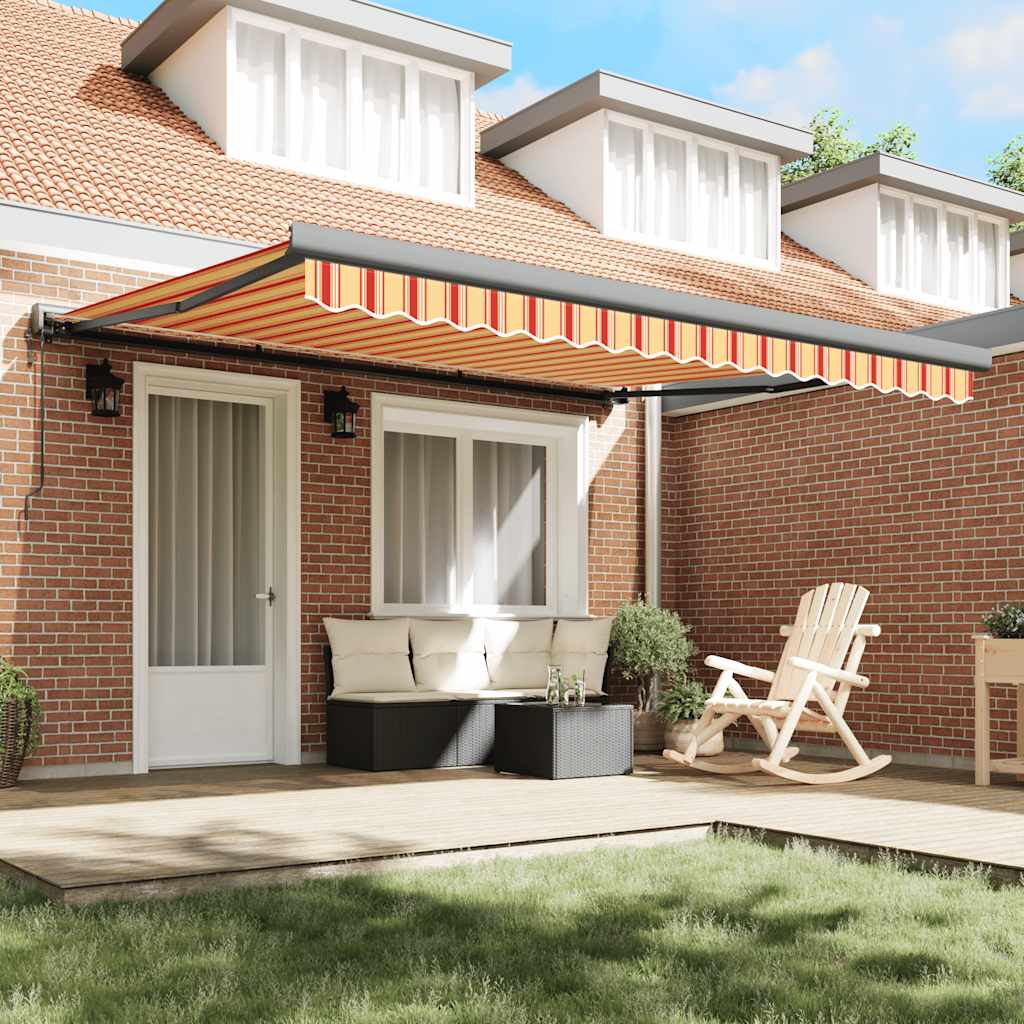 Toldo retrátil 4x3 m tecido e alumínio amarelo e branco