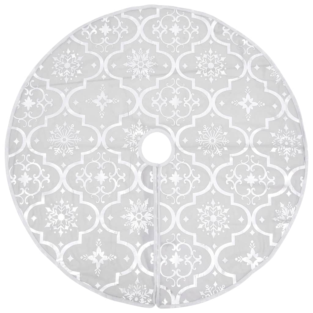 Saia de árvore de natal luxuosa 122 cm com meia tecido branco