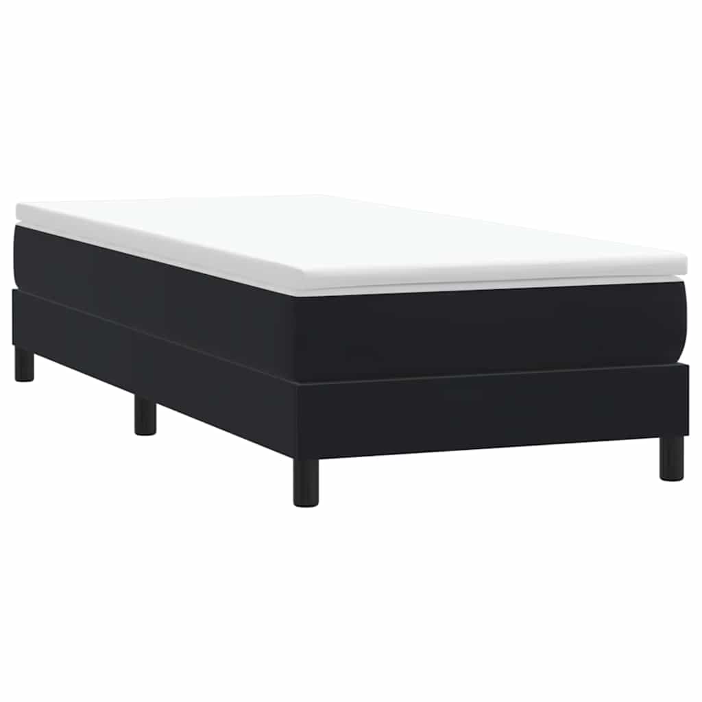 Box cama de primavera sem colchão preto 90x210 cm veludo