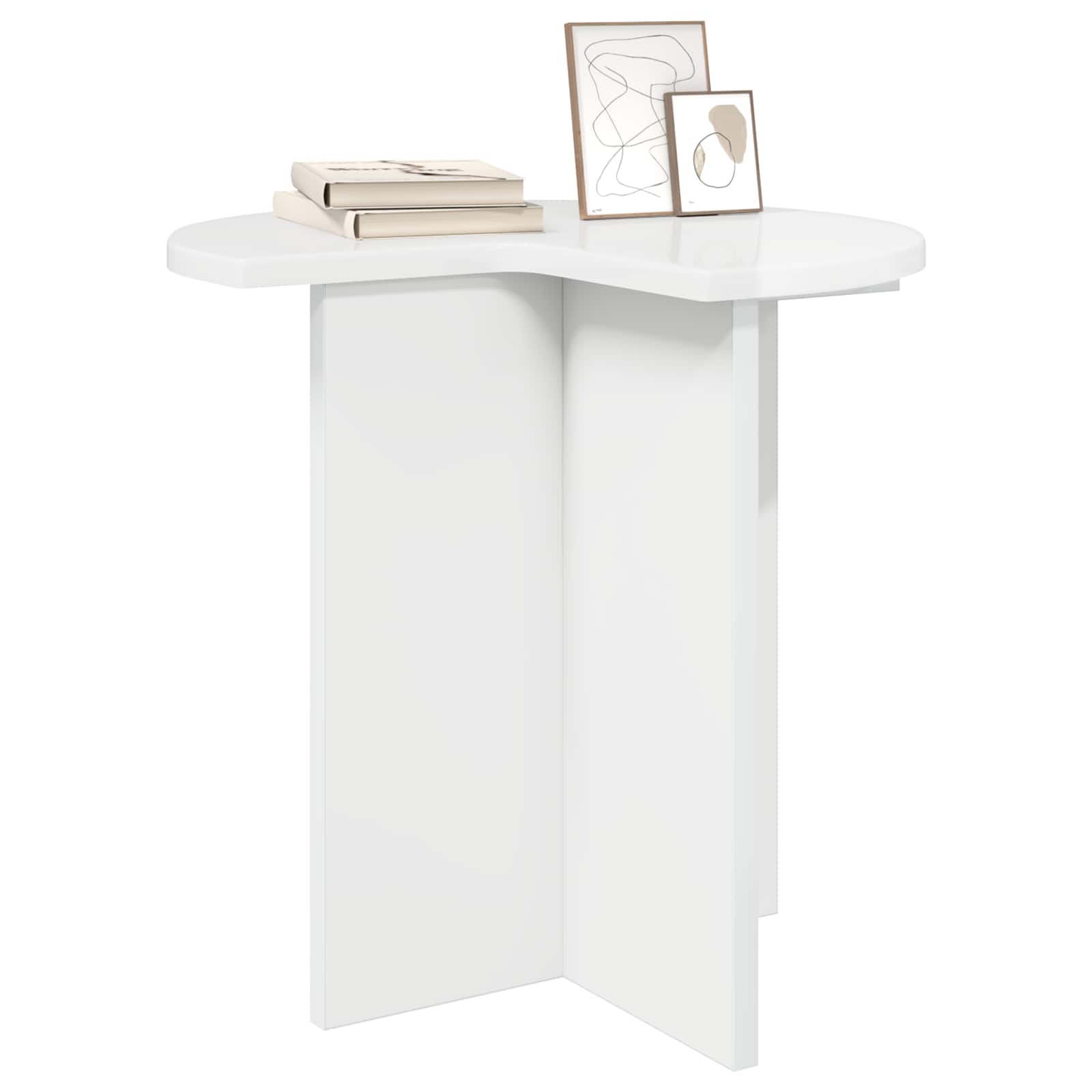 Mesa lateral branco brilhante ø 39 x 38 cm derivados de madeira