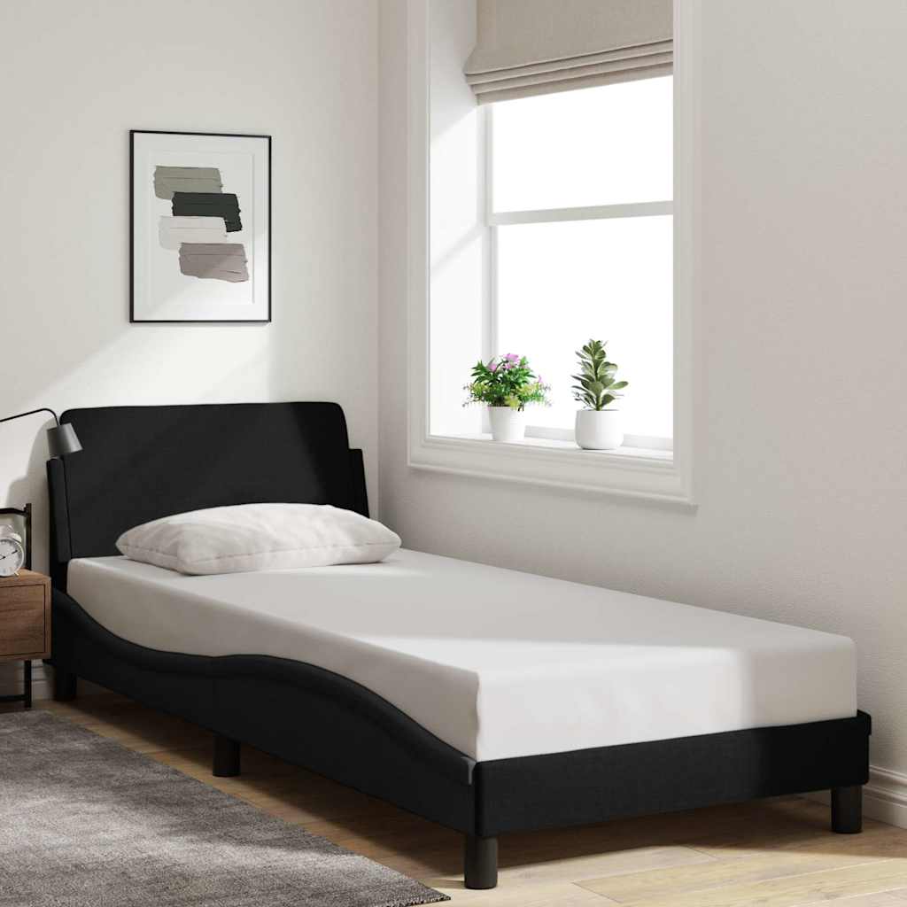 Estrutura de cama dover preta 90x190 cm em tecido