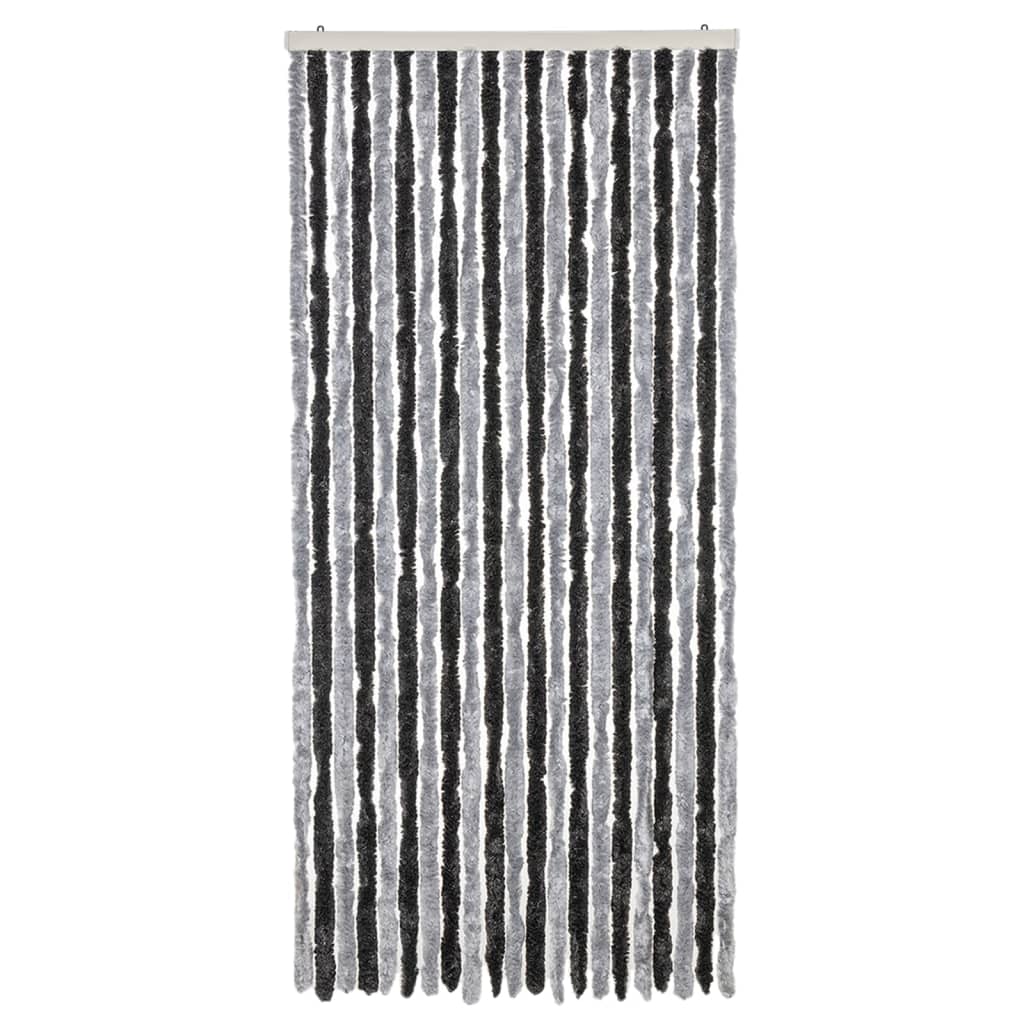 Cortina anti-insetos 90x220 cm chenille cinzento e preto