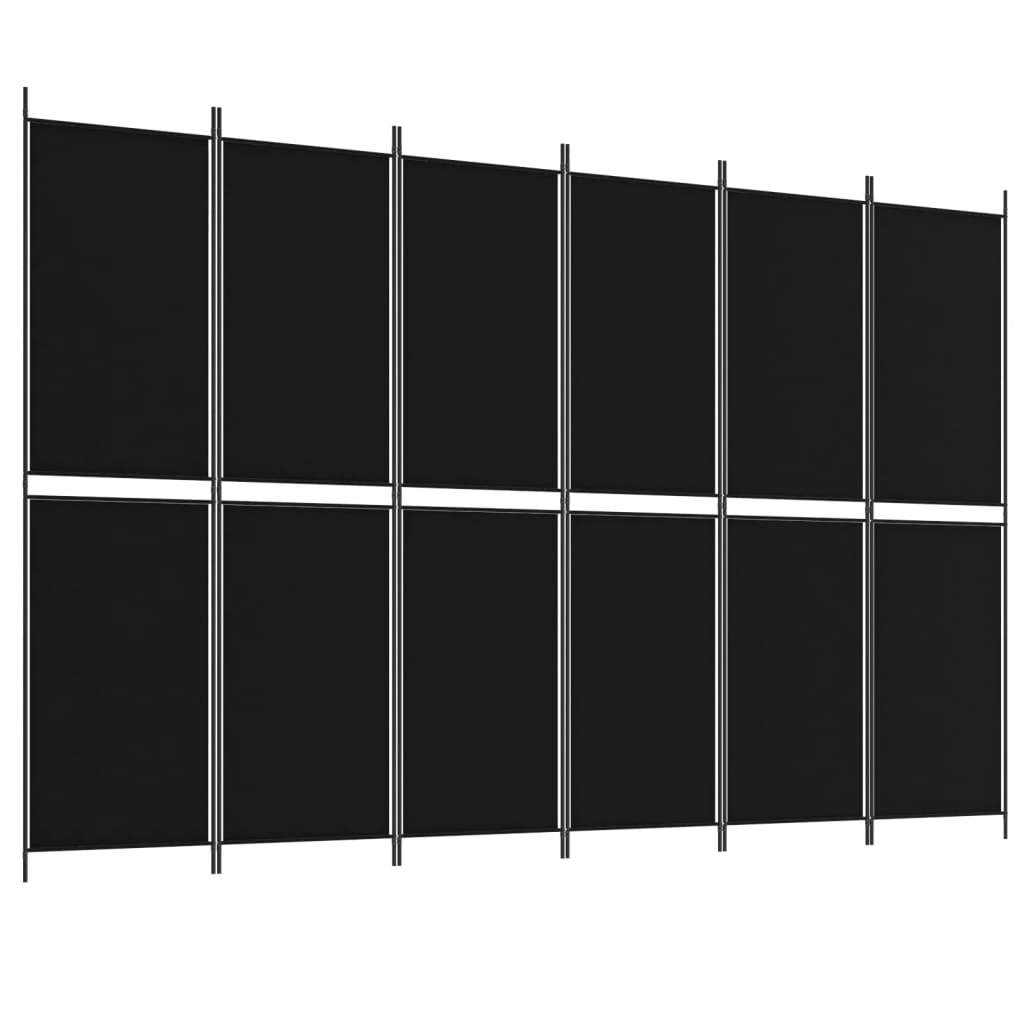 Divisória de quarto com 6 painéis 300x200 cm tecido preto