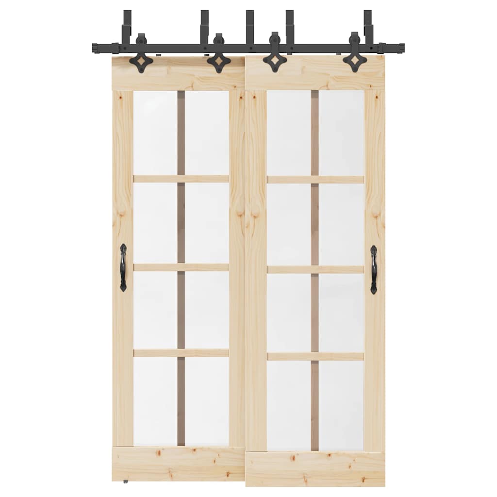 Kit de ferragens para porta deslizante 152,5 cm aço preto