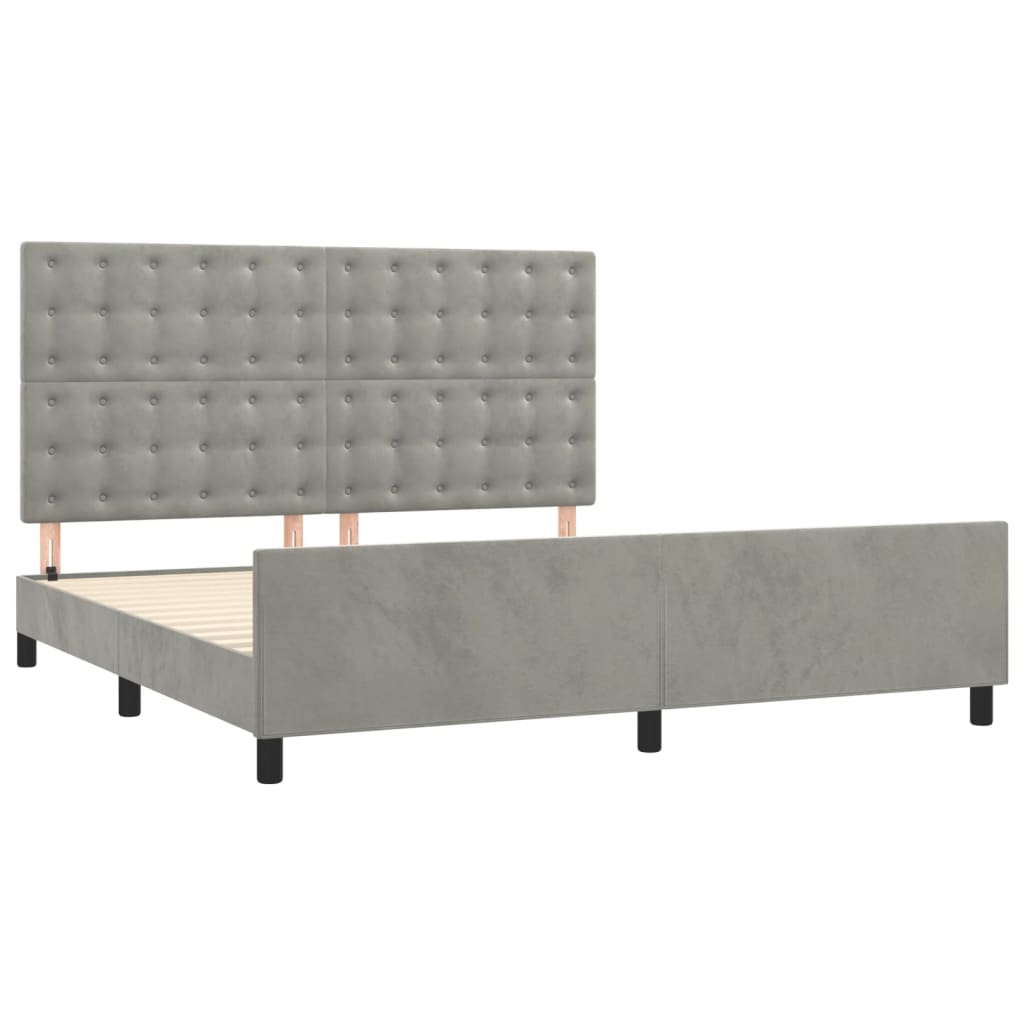 Estrutura de cama c/ cabeceira 180x200 cm veludo cinzento-claro
