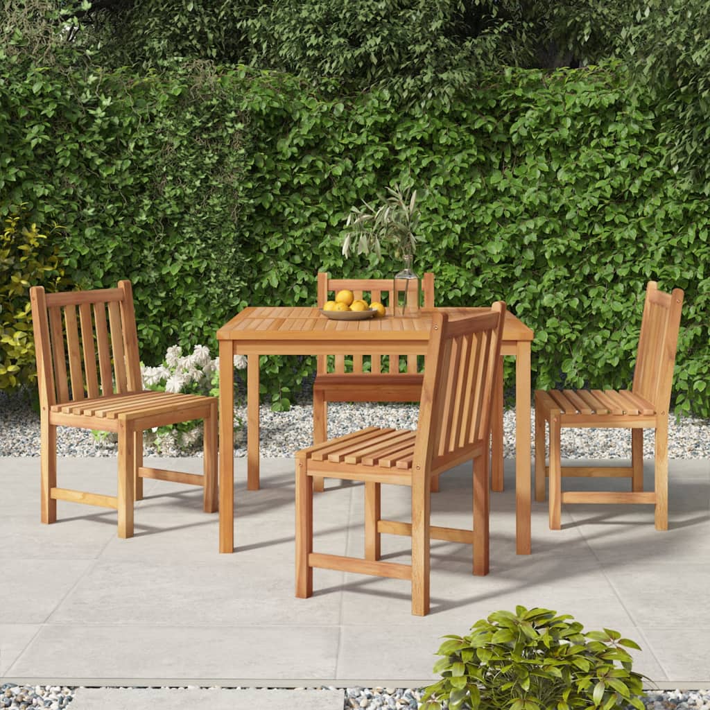 5 Pcs conjunto de jantar p/ jardim madeira de teca maciça