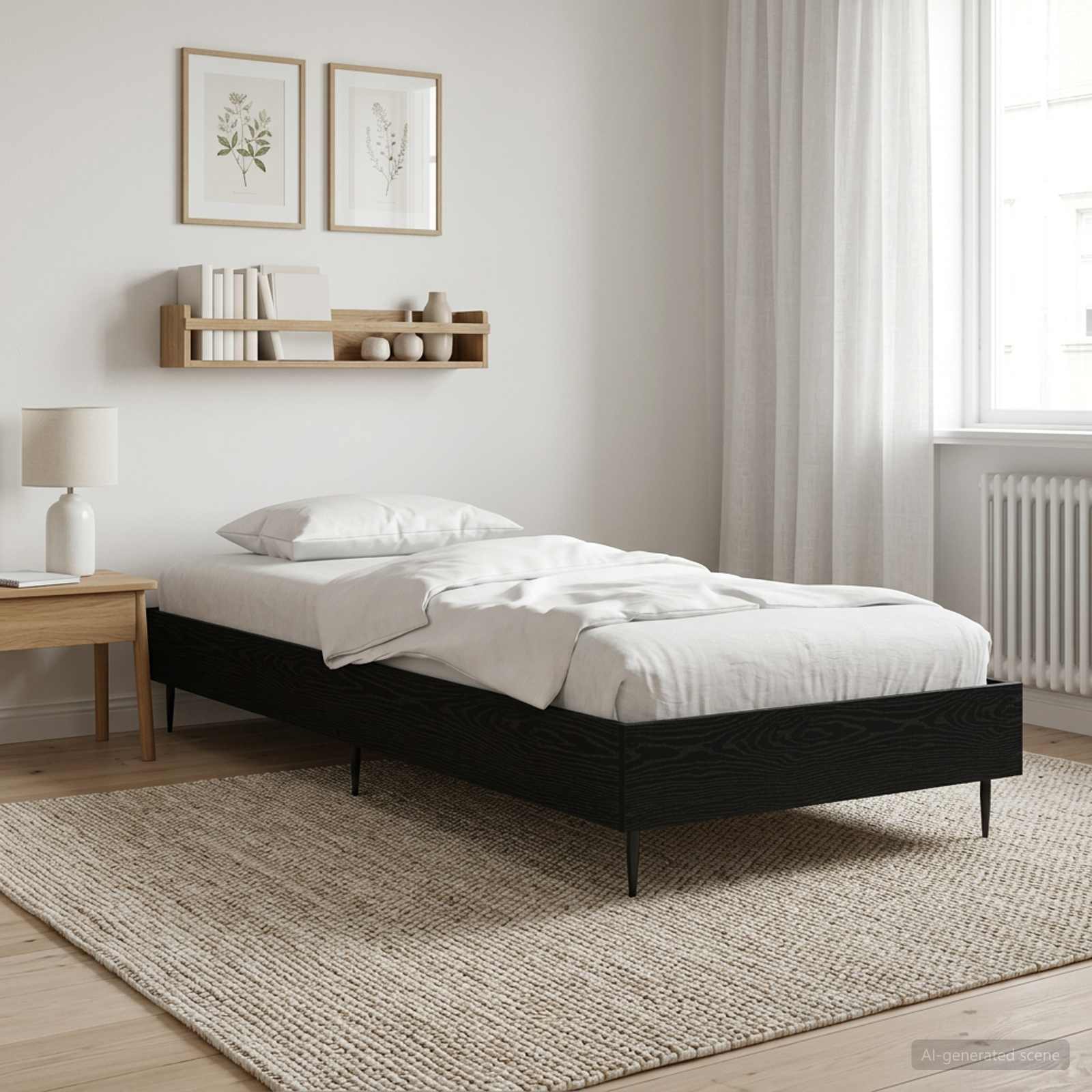 Estrutura da cama carvalho preto 80 x 200 cm