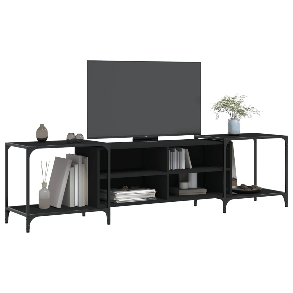 Móvel de TV 203x37x50 cm derivados de madeira preto