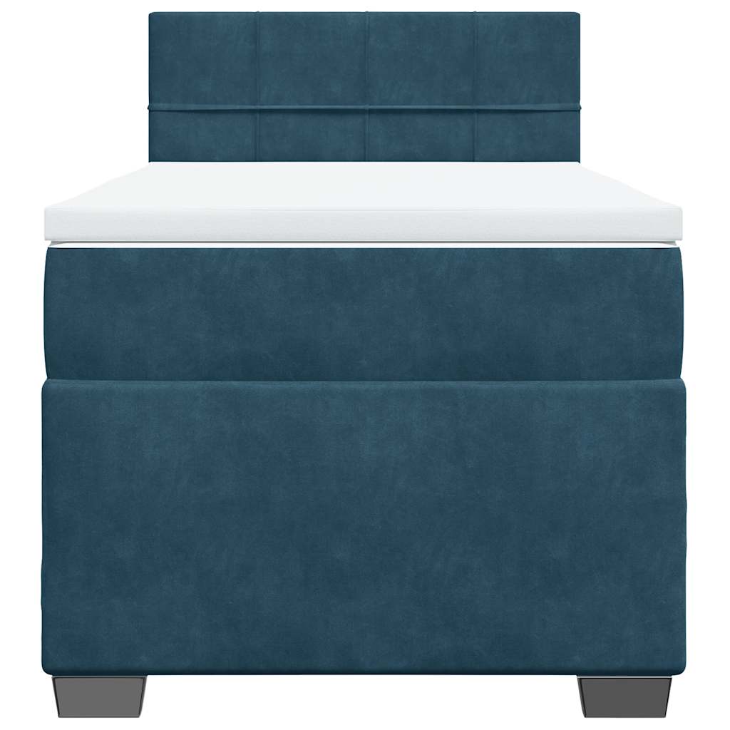 Cama com molas/colchão 80x200 cm veludo azul-escuro