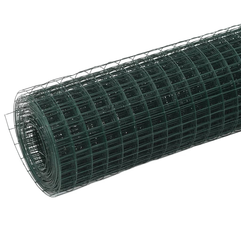 Cerca arame galinheiro 25x0,5 m aço c/ revestimento PVC verde