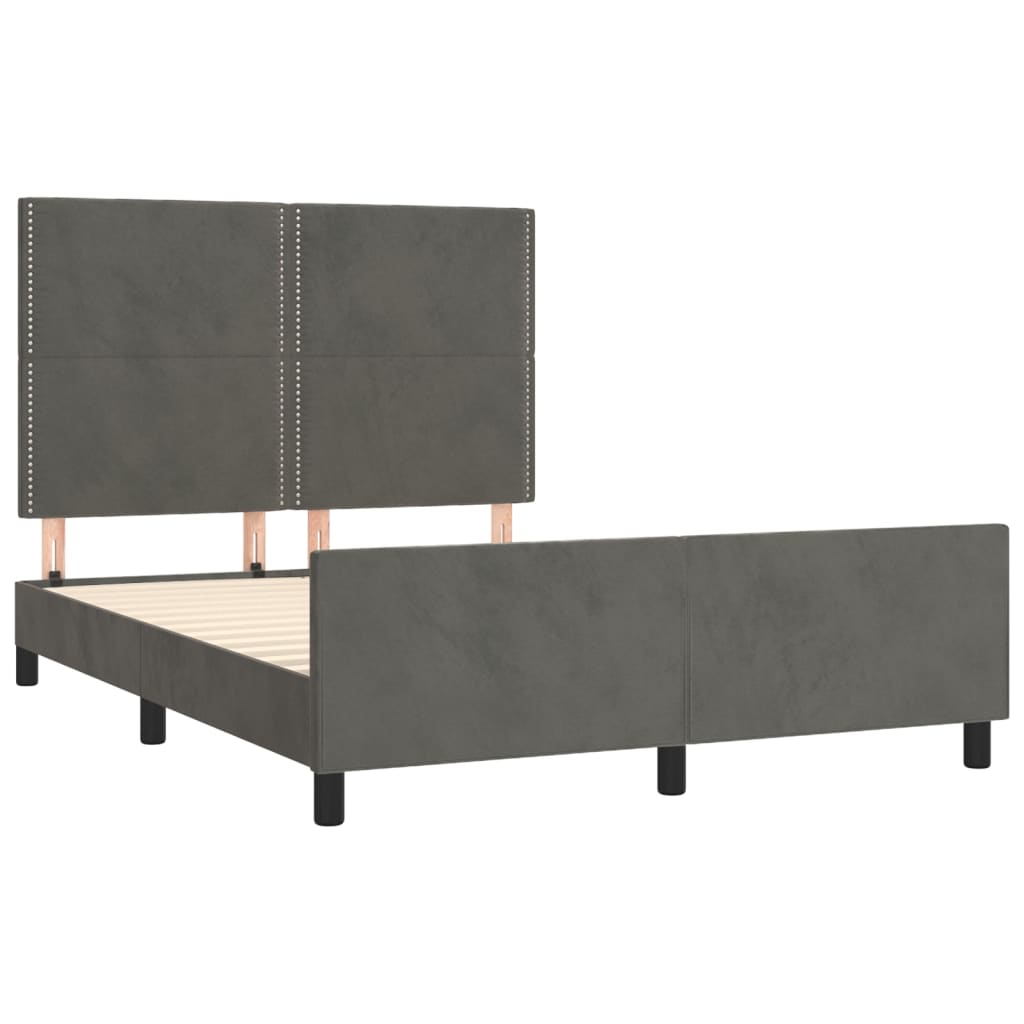Estrutura de cama sem colchão 140x200 cm veludo cinzento-escuro