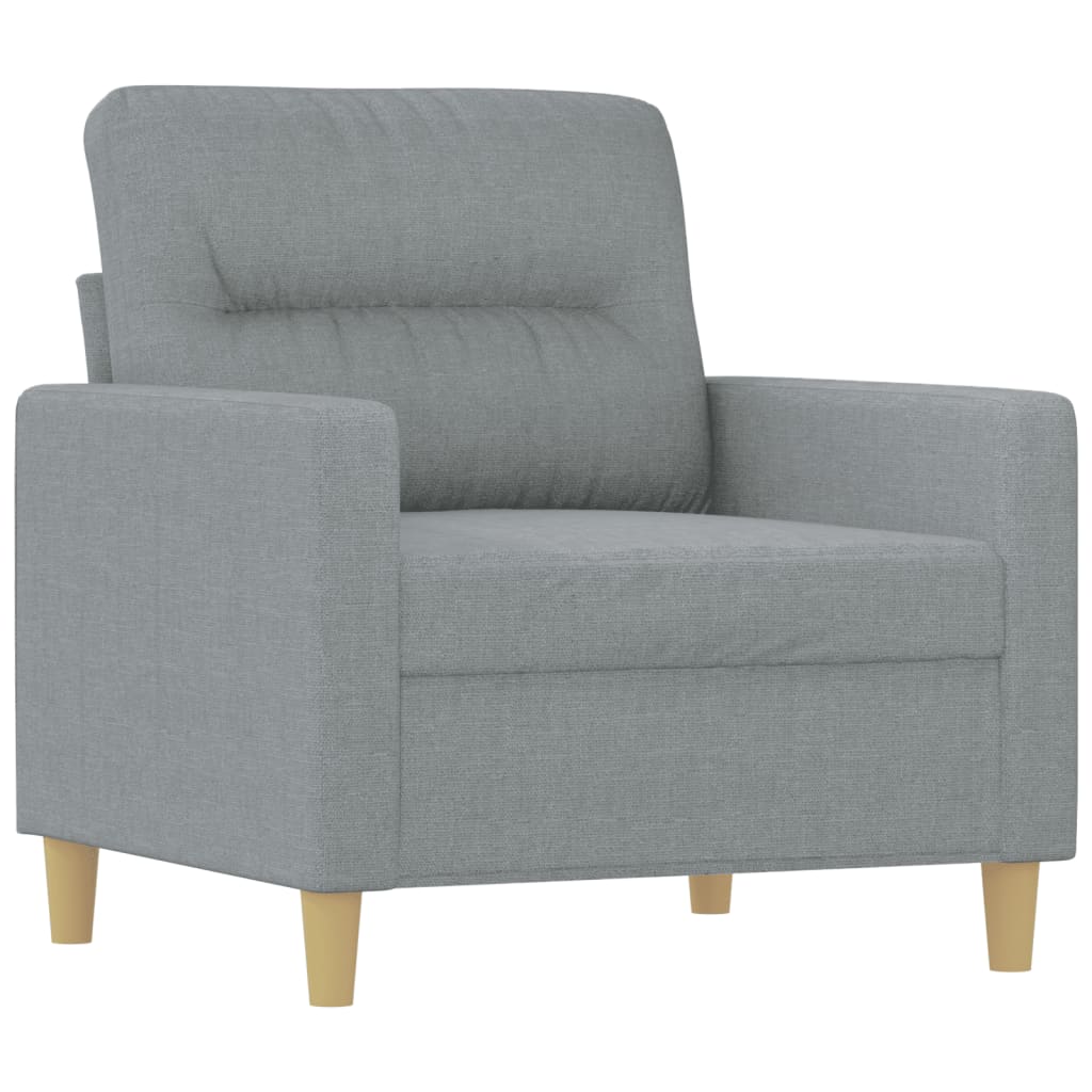4 Pcs conjunto de sofás com almofadas tecido cinzento-claro