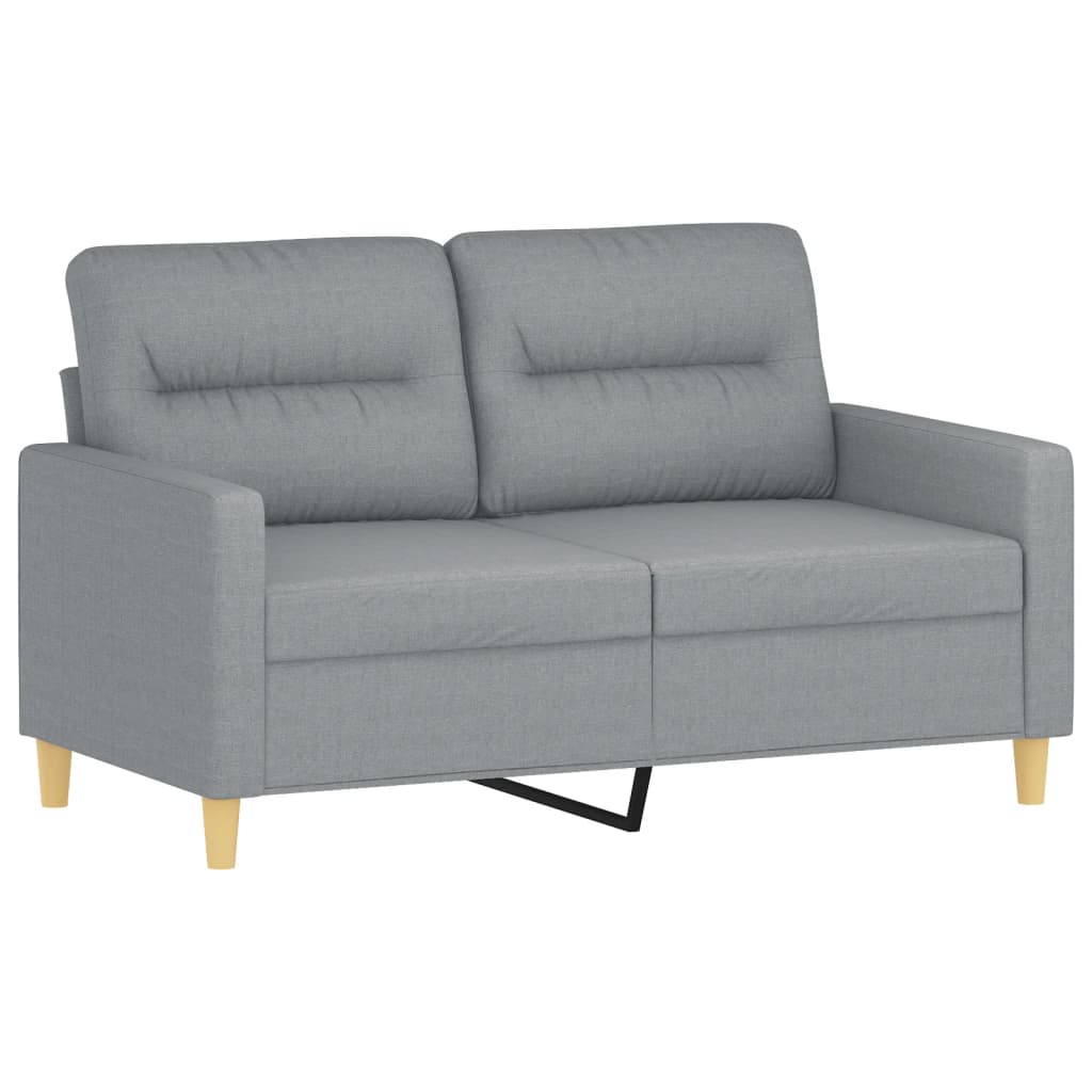 4 Pcs conjunto de sofás com almofadas tecido cinzento-claro