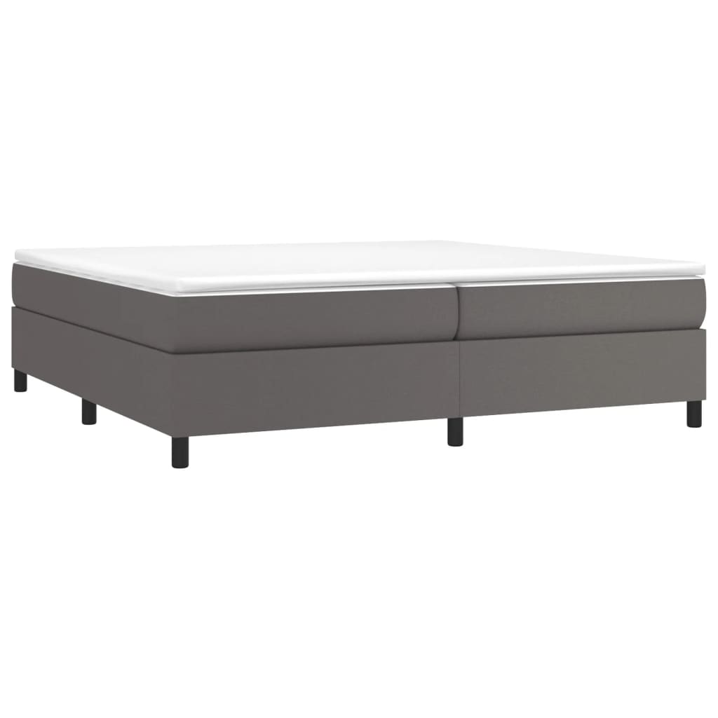 Estrutura de cama com molas 200x200cm couro artificial cinzento