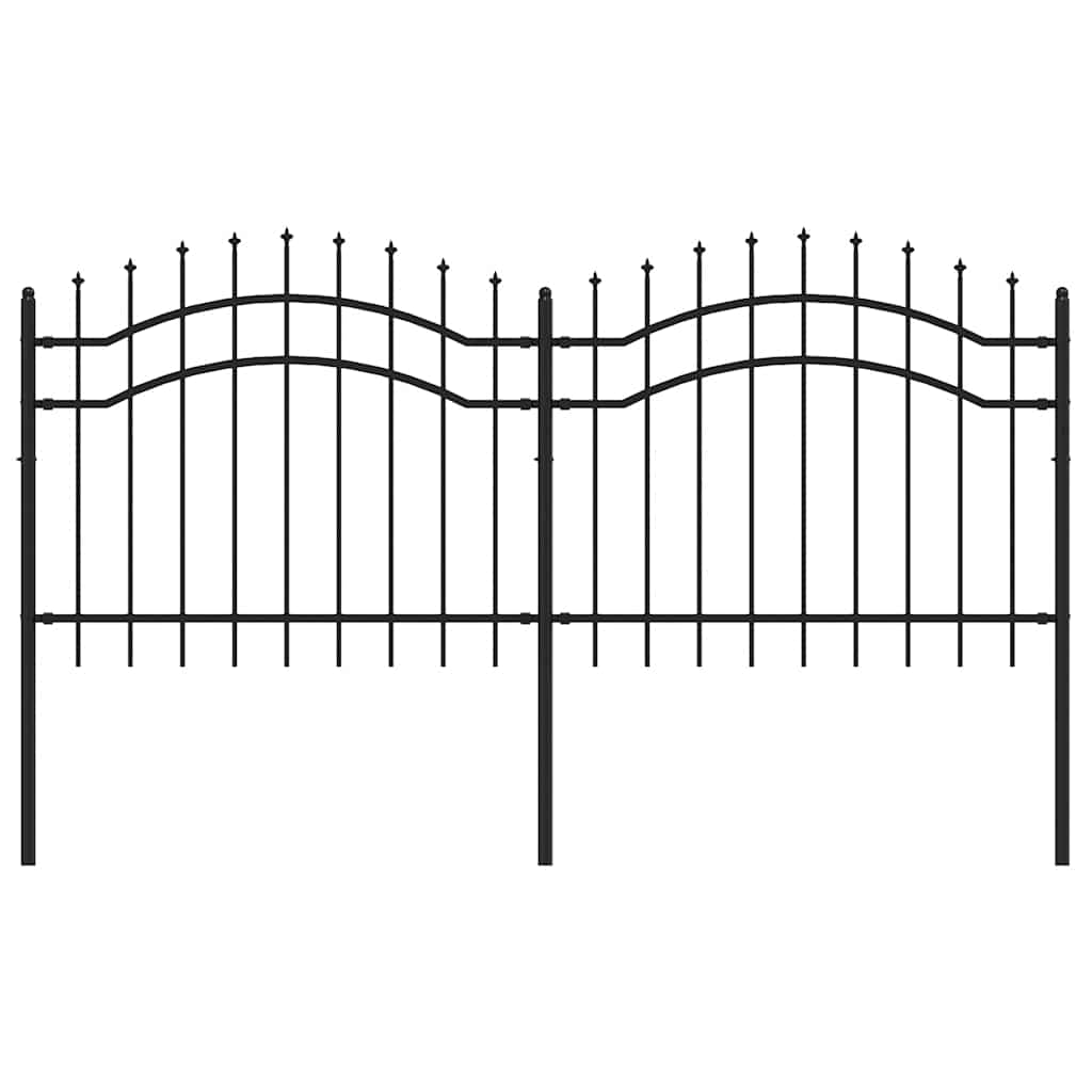 Cerca de jardim woerden com ponta em forma de lança, preto, 240x100 cm, em aço.