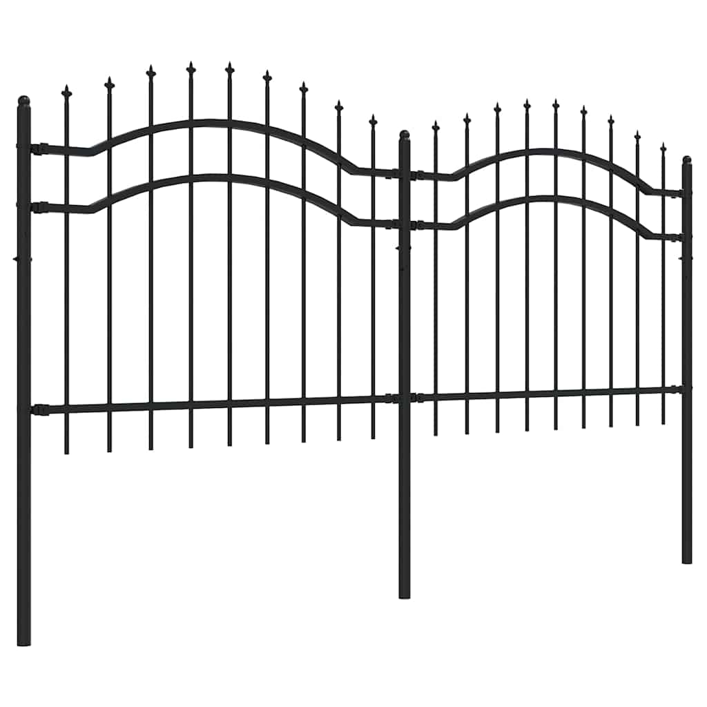 Cerca de jardim woerden com ponta em forma de lança, preto, 240x100 cm, em aço.
