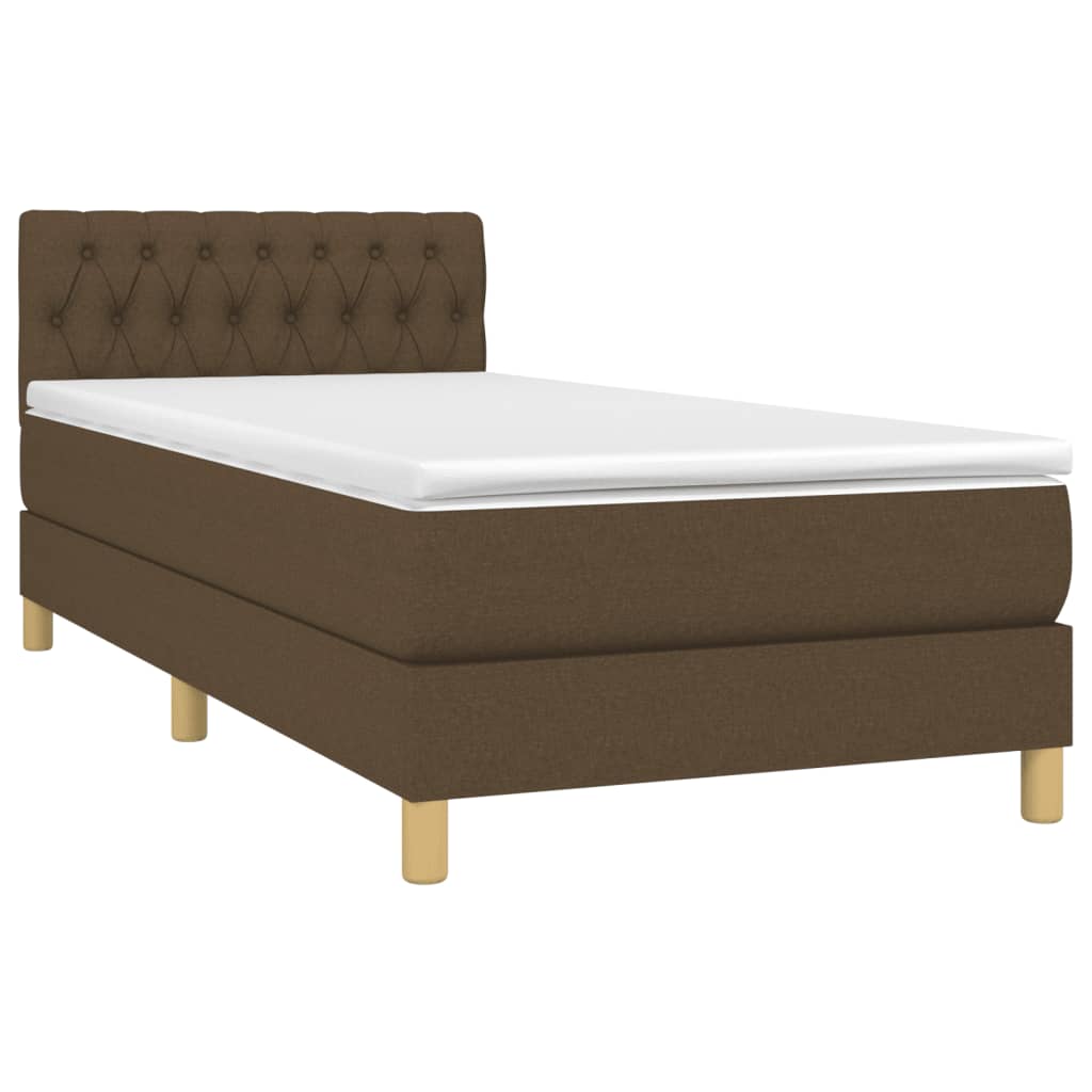 Cama com molas/colchão 90x190 cm tecido castanho-escuro