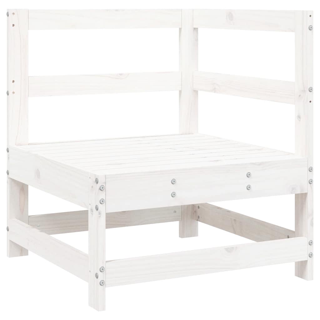 3 Pcs conjunto sofás de jardim madeira de pinho maciça branco