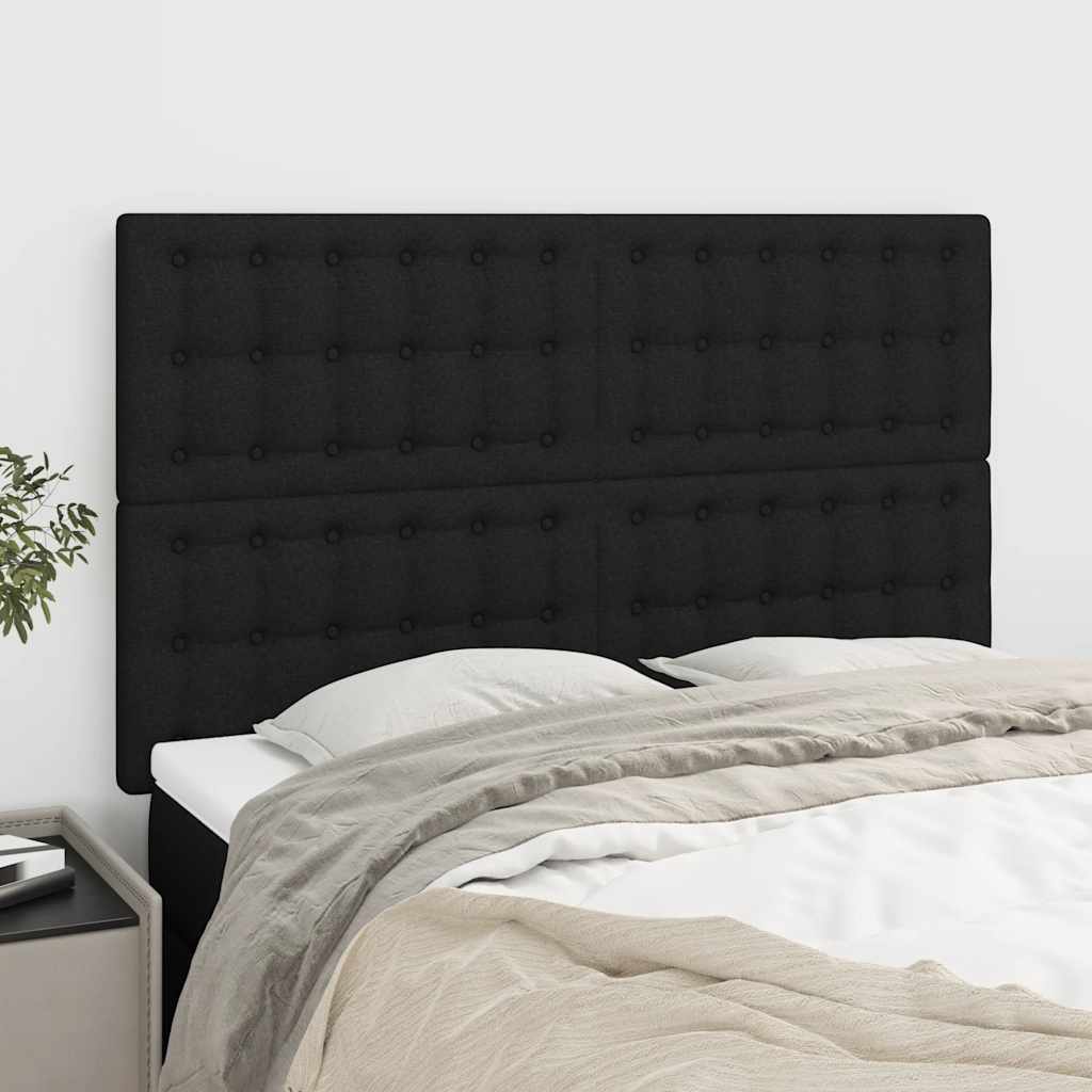 Cabeceira preta 144x5x118/128 cm tecido