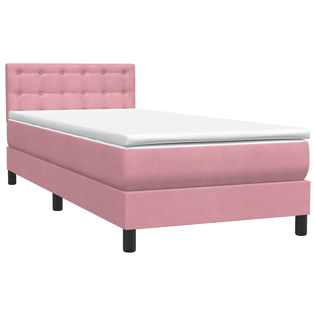 Cama com molas/colchão 80x220 cm veludo rosa