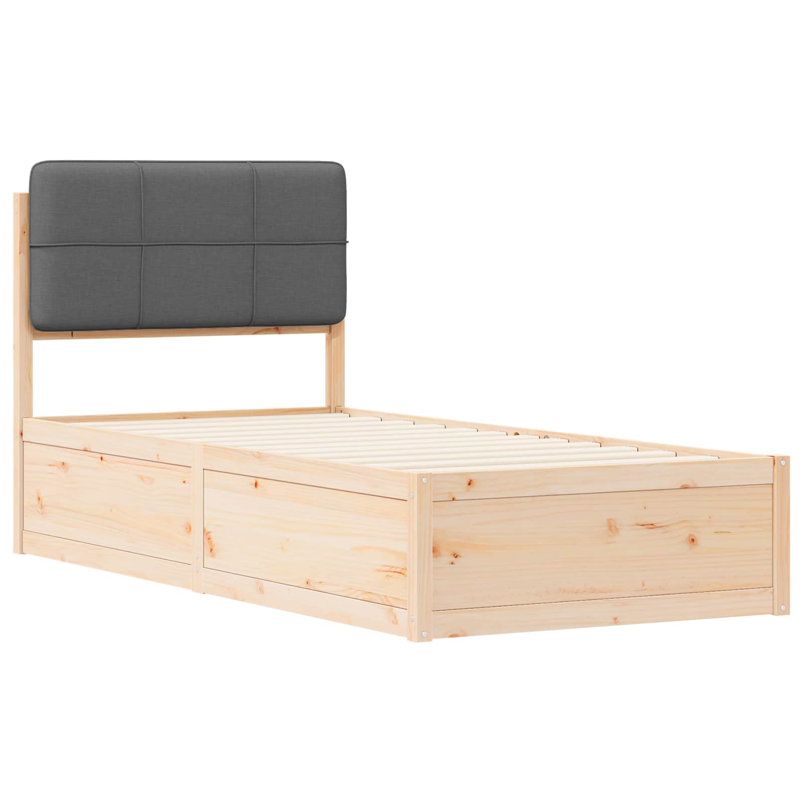 Estrutura de cama com cabeceira estofada cinza escuro