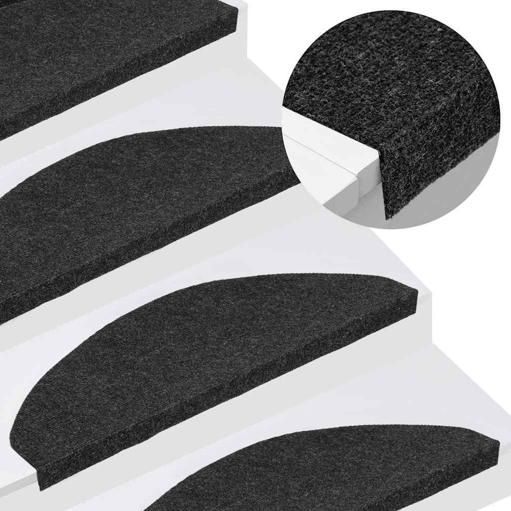 Tapetes de escada adesivos 10 pcs 65x22,5x3,5 cm preto