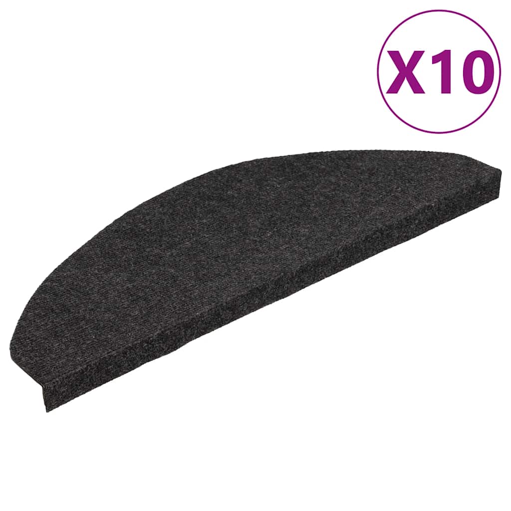 Tapetes de escada adesivos 10 pcs 65x22,5x3,5 cm preto