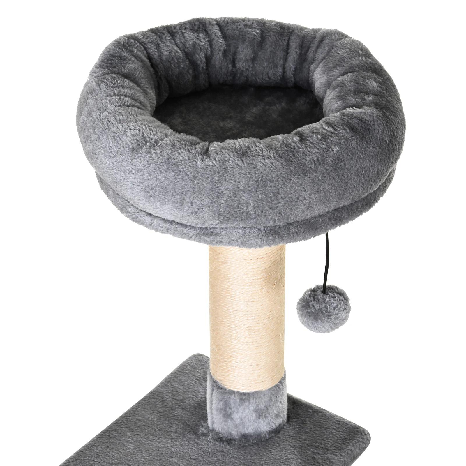 Árvore arranhador para gatos 154 cm de altura com plataformas túnel rede e postes de de sisal cinza