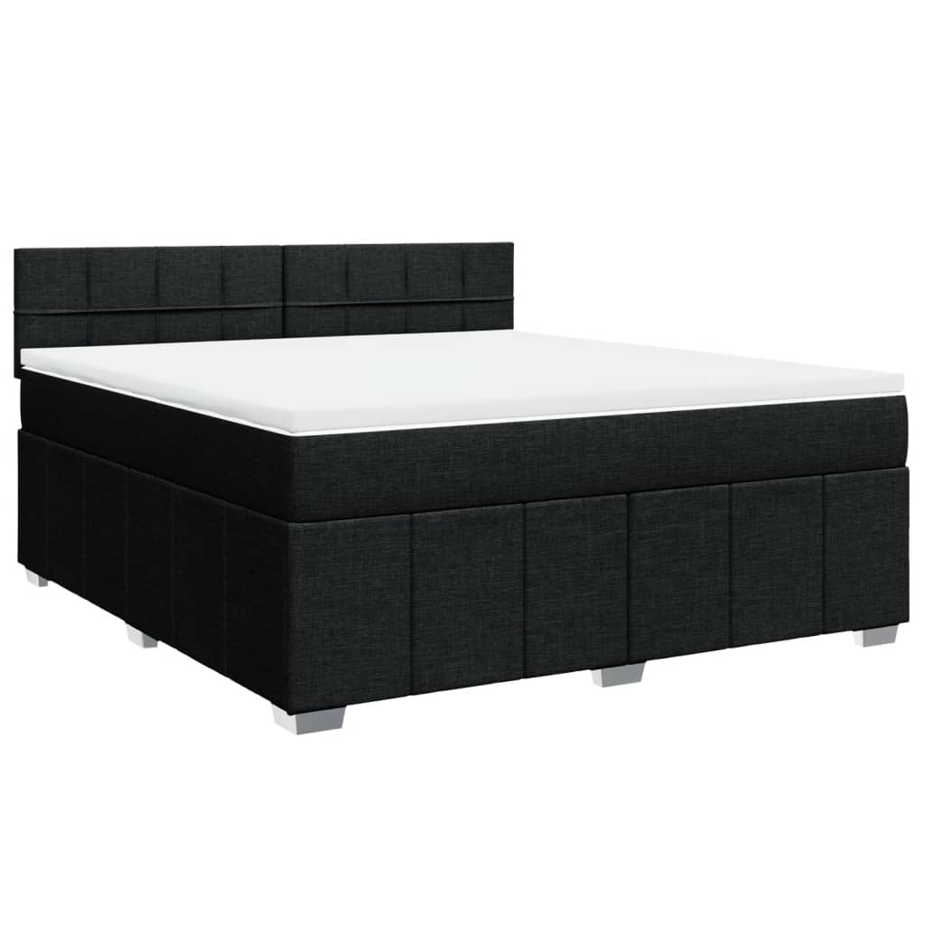 Cama com molas/colchão 180x200 cm tecido preto