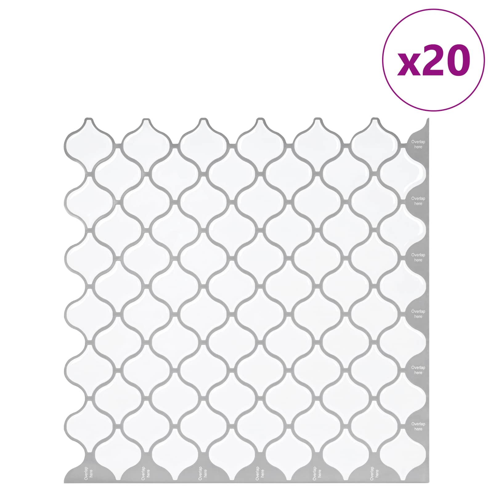 Azulejo lanturn 20 unid. branco 27 x 27 cm poliuretano e PET