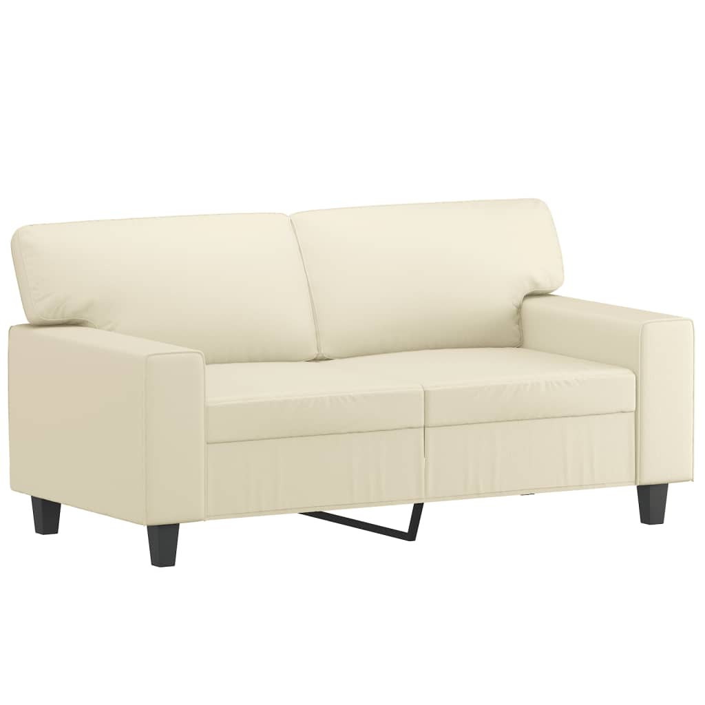 2 Pcs conjunto de sofás com almofadas couro artificial creme