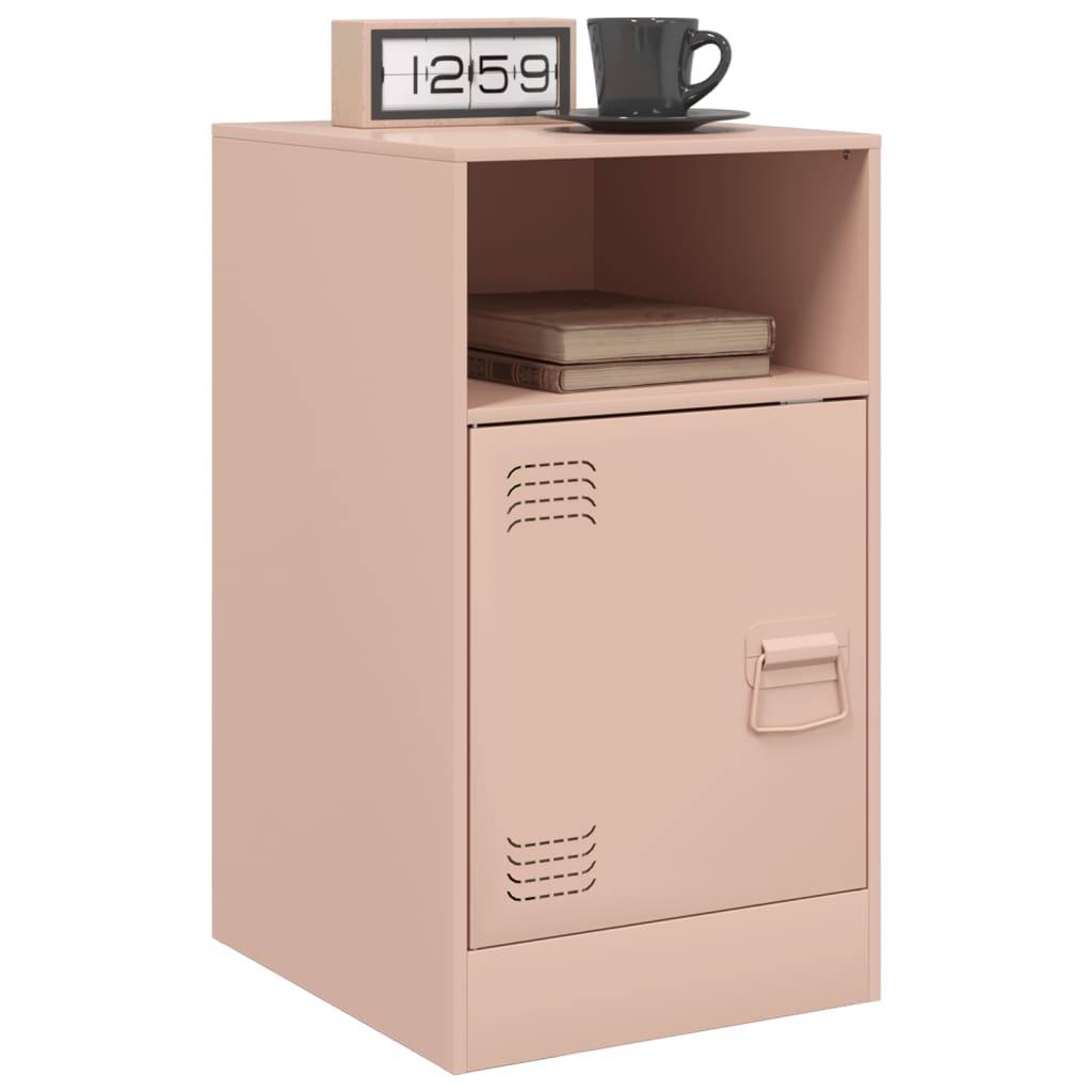 Mesas de cabeceira 2 pcs 34,5x39x62 cm aço rosa