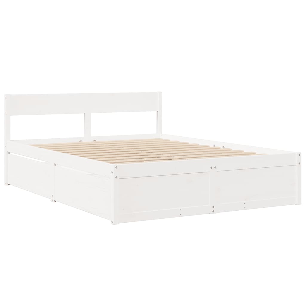 Cama sem colchão 160x200 cm madeira de pinho maciça branco
