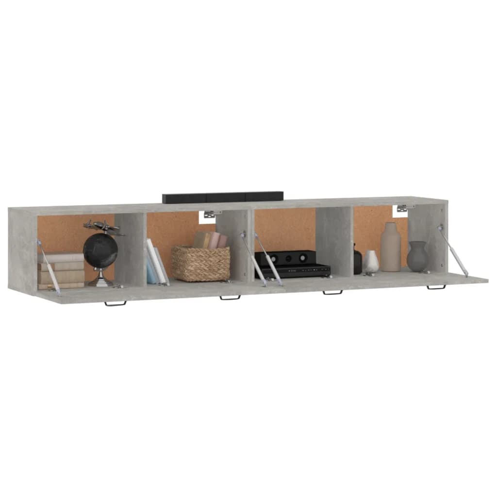 Armário parede 2 pcs 100x36,5x35cm madeira proce. cinza cimento