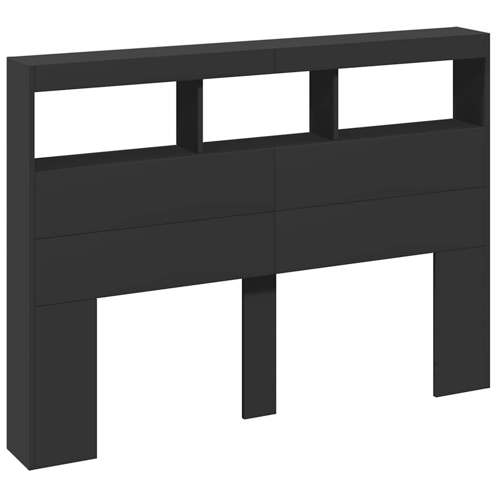 Armário de cabeceira com luzes LED 140x17x102 cm preto