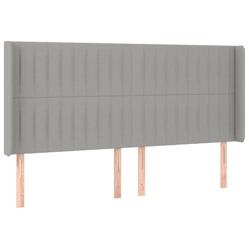 Cabeceira cama c/ luzes LED tecido 183x16x118/128cm cinza-claro