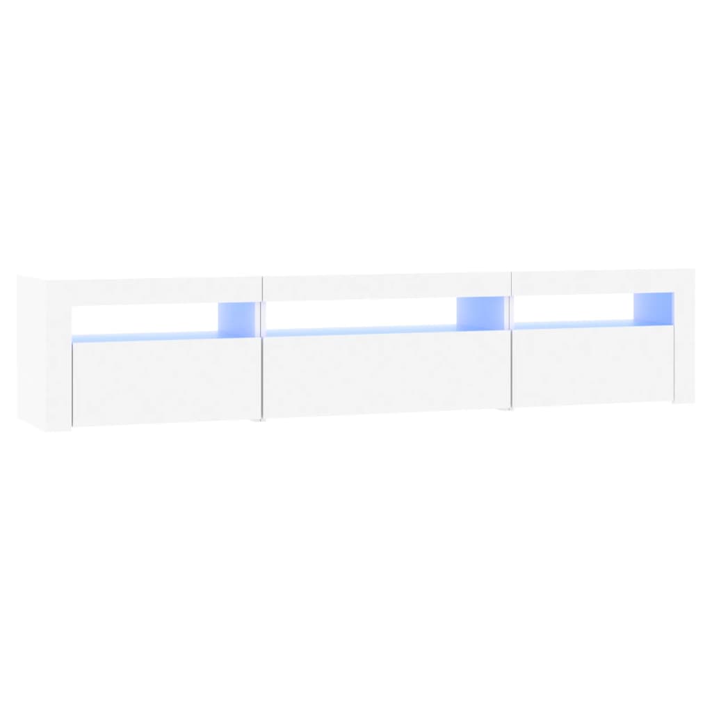 Móvel de TV com luzes LED 195x35x40 cm branco
