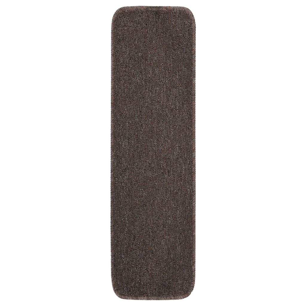 Tapetes antiderrapantes retang. escadas 15pcs 75x20 cm castanho