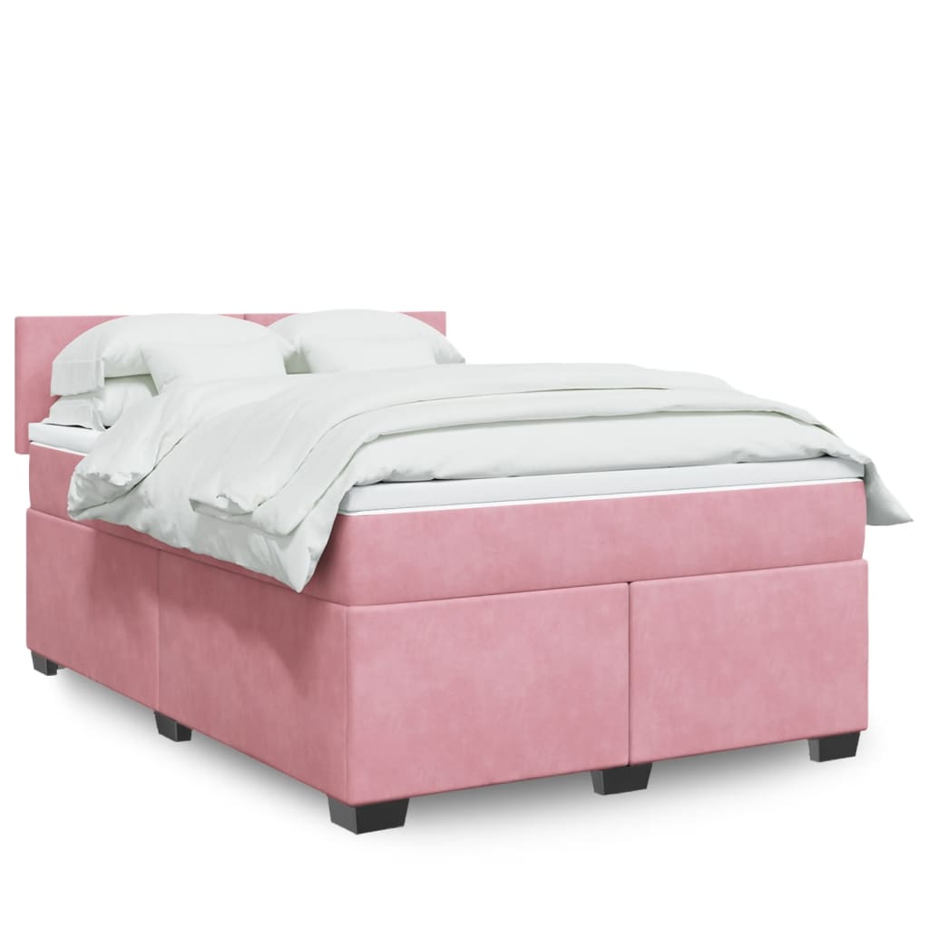 Cama com molas/colchão 160x200 cm veludo rosa