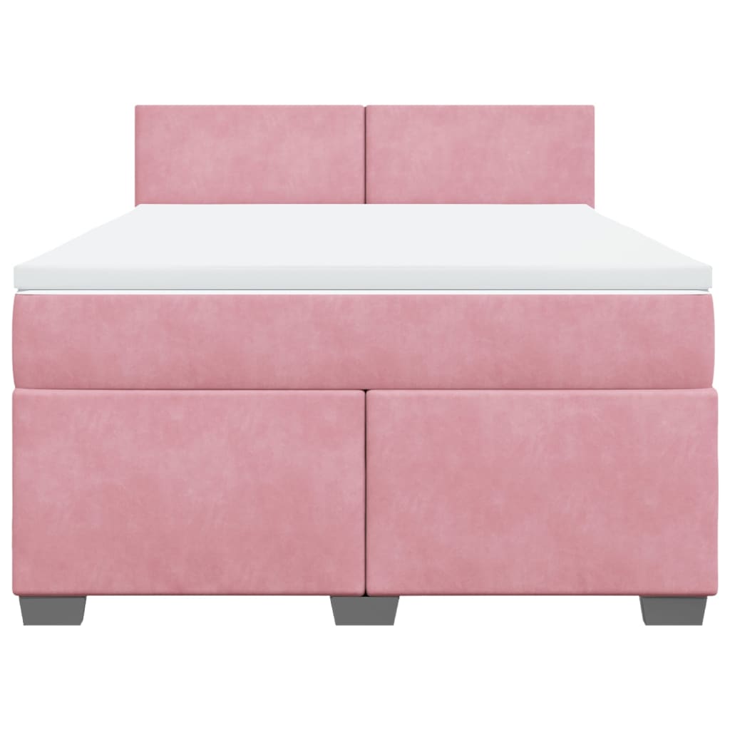 Cama com molas/colchão 160x200 cm veludo rosa