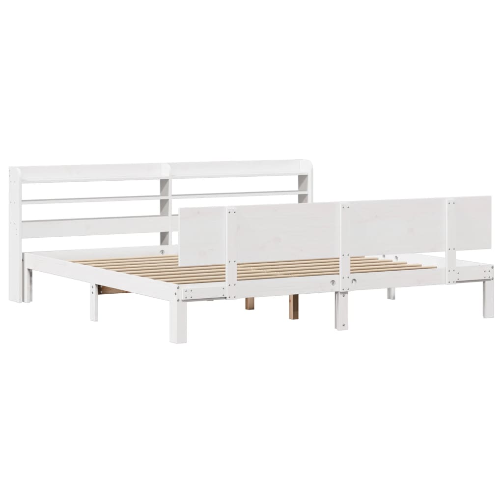 Estrutura de cama c/ cabeceira sem colchão 200x200 cm branco
