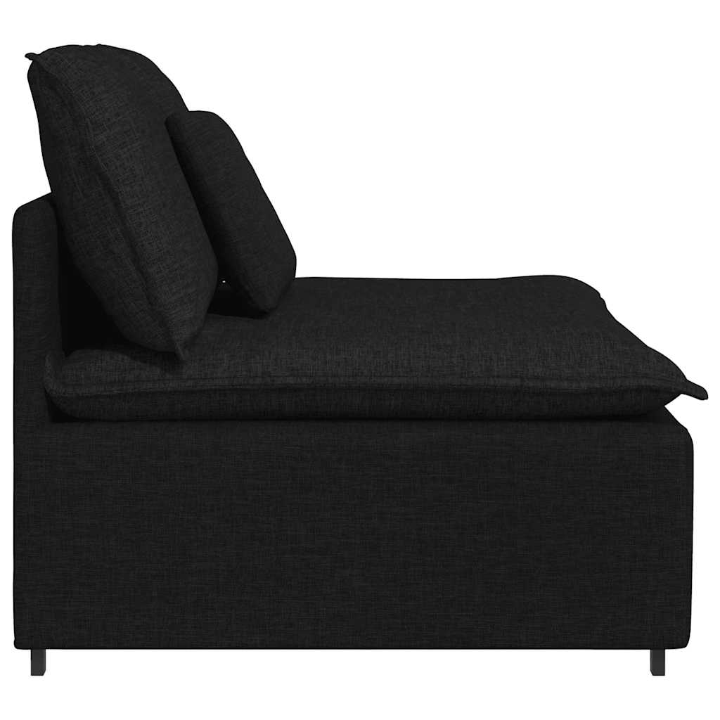 Módulo central para sofá modular com almofadas, preto, 100 cm