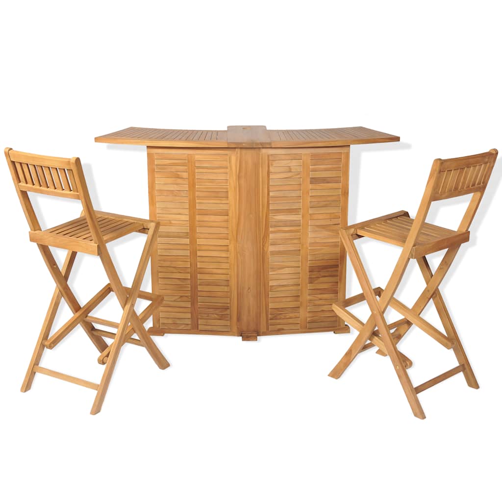Conjunto de bistrô c/ cadeiras dobráveis 3 pcs madeira teca