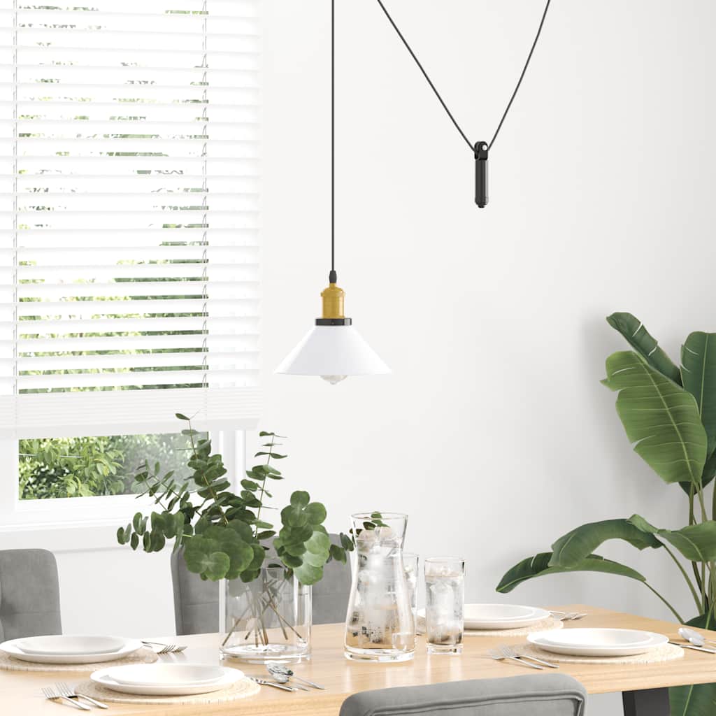 Candeeiro suspenso regulável altura e27 branco brilhante ø22cm