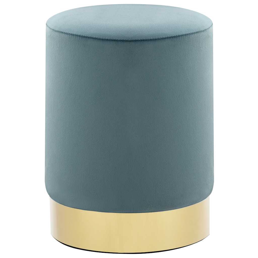 Banco 28 x 36 cm veludo azul-claro e dourado
